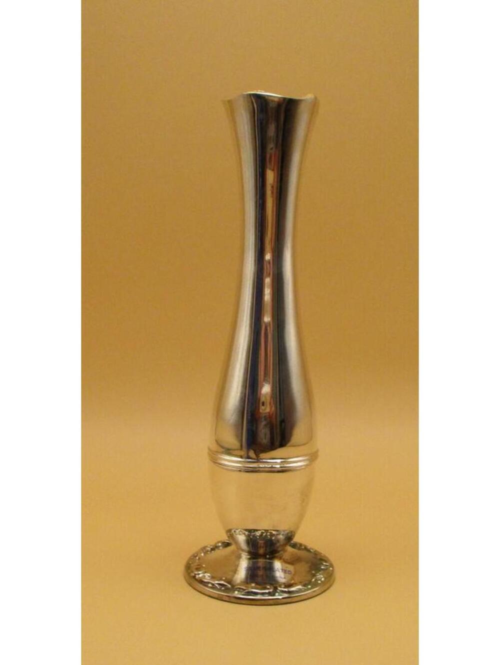 Vintage silver-plated bud vase with fluted rim and decorative base